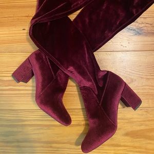 Over the knee velvet boots